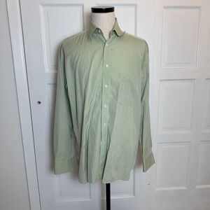 Borrelli Napoli Shirt Mens 16.5 42 Sage Green Long Sleeve Button Made in Italy